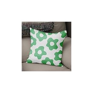 BonaMaison Housse de Coussin Motif, Vert pétrole et Blanc Taie d'oreiller pour Lit Voiture Canapé Maison Salon Chambre, Décoration D'intérieur, 43x43cm - Conçu et Fabriqué en Turquie