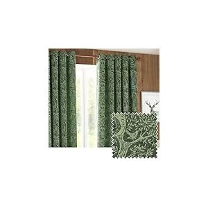 furn. Winter Woods Lot de 2 Panneaux de Rideaux Chenille &agrave; &oelig;illets en Jacquard Motif Animal Vert &eacute;meraude 229 x 183 cm