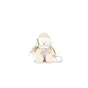 DOUDOU ET COMPAGNIE - Pantin d’Activités OURS BLANC Édition 25 ANS - Peluche Sensorielle et Ludique pour Bébé - Attache-Sucette Intégrée - Cadeau Naissance Garçon ou Fille - DC4343