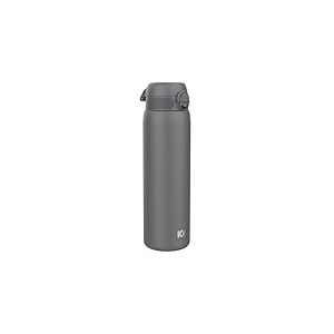 ION8 Gourde Isotherme 1 Litre, 920 ml, Anti-Fuite, Facile à Ouvrir, Verrouillage Sécurisé, Lavable au Lave-Vaisselle, Acier Inoxydable, Isolation Sous Vide, Idéale pour le Sport et le Yoga, Gris