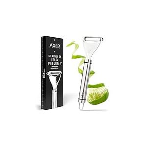 Axer Econome Legumes Inox - Forme Y - Eplucheur Légumes et Fruits avec Lame Dentelée - Économe Legumes Lavable au Lave-vaisselle - Cuisine Accessoires Pratique - Easy Peeler