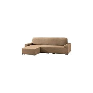ECOMMERC3 Housse de canapé d'angle élastique en Jacquard avec accoudoirs Courts et Gauche, Couleur Taupe, Ajustement Universel avec mousses de Fixation et élastiques antidérapants