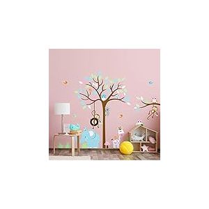 Stickers muraux enfants - Decoration chambre b&eacute;b&eacute; - Stickers muraux enfant - Sticker mural Animaux merveilleux de la jungle - Autocollant mural enfant - H60x L80 cm