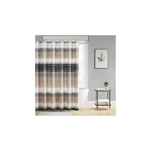 Madison Park Essentials Rideau de Douche en Tissu Microfibre imprimé Aquarelle Multicolore Taupe pour Salle de Bain, Salle de Bain Moderne D cor, Lavable en Machine, Rideau de Douche en Tissu