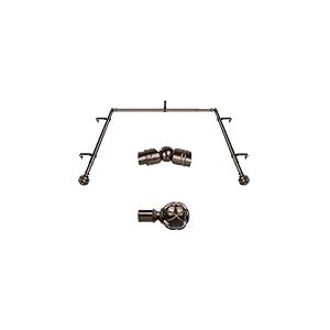 KAMANINA Tringle à rideau de baie vitrée de 2,5 cm, tringle à rideau d'angle simple de 91,4 à 183 cm (tringle centrale), tringles de draperie latérales en bronze de 50,8 à 91,4 cm, embouts à texture