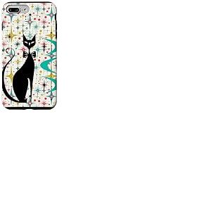 Style rétro Atomic Era Mid Century Kitty Star Fond Coque pour iPhone 7 Plus/8 Plus