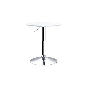 HOMCOM Table de Bar Ronde, Mange-Debout, Table de Bistro Haute, Hauteur r&eacute;glable 69-93 cm, Base en m&eacute;tal et Plateau pivotant en Bois, Blanc