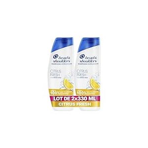 Head & Shoulders Citrus Fresh Shampoing Antipelliculaire Pour Cheveux Gras 2x330ml; Usage Quotidien; Jusqu'à 100% des Pellicules Éliminées, Cliniquement Prouvé