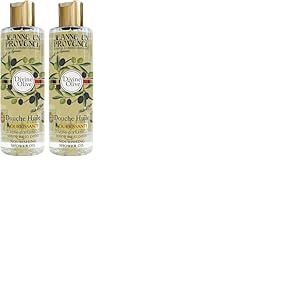 JEANNE EN PROVENCE - Douche Huile Divine Olive - Nettoie, Nourrit & Parfume - Gel Douche Pour Peaux S&egrave;ches - 95% d'Ingr&eacute;dients d'Origine Naturelle - Fabriqu&eacute; en France &agrave; Grasse - 250 ml (Lot de 2)
