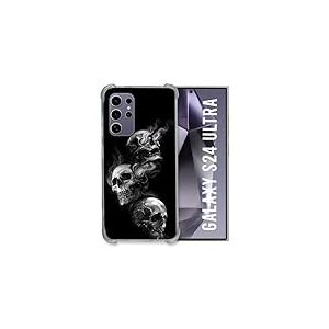 Cokitec Coque Renforcée pour Samsung Galaxy S24 Ultra Tete de Mort Triple