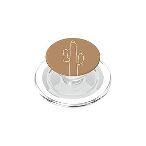 Boho Sand Brown Cactus Flower Line Art PopSockets PopGrip pour MagSafe