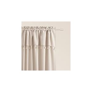 ROOM99 Rideau avec Passe Tringle Astoria 140 x 250 cm Largeur x Hauteur, Décoration de Fenêtre, Curtains et Draperies intérieurs pour Salon, Chambre Moderne Galon à Pompons Beige Clair, 1 pièce