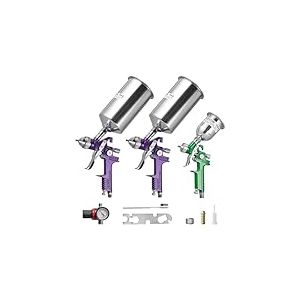 VEVOR Kit Pistolet Pulv&eacute;risateur &agrave; Peinture Pneumatique par Gravit&eacute;, Lot de 3, avec 3 Buses 1,0 mm 1,4 mm 1,8 mm, Pistolet Professionnel &agrave; Peinture Automobile &agrave; Air Comprim&eacute;, pour Meubles, Voitures