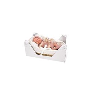 ARIAS ARI98122 Poup&eacute;e Reborn Avana de 45 cm avec Panier en Osier, b&eacute;b&eacute; r&eacute;aliste avec Linge Rose, t&eacute;tine et t&eacute;tine, Membres en Vinyle et Corps Souple, Jouet pour gar&ccedil;ons et Filles &agrave; partir de 3 Ans