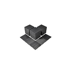 VEVOR Dalles de Terrasse Emboîtables, Lot de 54, Revêtement de Sol Plastique Imperméable, 300 x 300 mm, 50166 c㎡, Utilisation par Tous les Temps, pour Porche, Piscine, Balcon, Arrière-cour, Gris Foncé