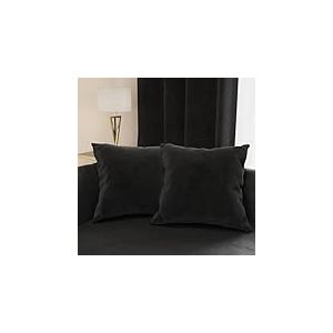 PETTI Artigiani Italiani - 2 Coussins Canap&eacute; en Velours avec Remplissage, Housses de Coussin pour Chambre, Coussins D&eacute;coratifs en Velours avec Housse &agrave; Sac, Noir 2 Pi&egrave;ces - 45x45 cm