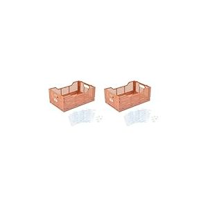 Hom&eacute;a, Cagette Pliable Taille M 30X20Xh,11,5 cm Empilable Argile, Clay (Lot de 2)