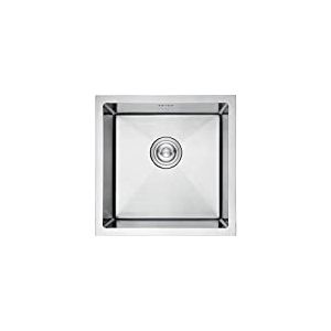 Ibergrif M84040, Evier Cuisine 1 Bac 40 x 40 cm, Evier Inox avec Filtre de Vidange, Evier sous Plan ou Evier à Poser, Argent