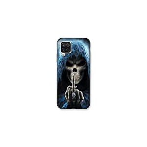 Cokitec Coque pour Samsung Galaxy A12 Tete de Mort Doigt Multicolore