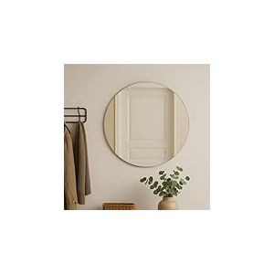 Loevschall Refine Miroir Rond | Miroir Mural argenté avec Cadre | 80 cm | Miroir décoratif pour Salle de Bain, Salon, Chambre à Coucher et Couloir | Minimaliste et élégant en Laiton brossé