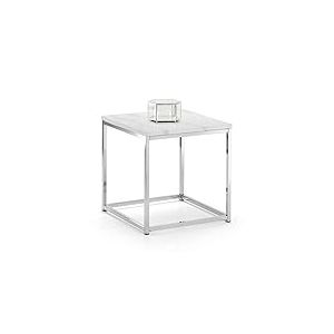 Julian Bowen Table d’appoint Scala, effet marbre blanc/chromé