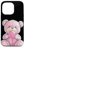 Costume d'ours en peluche rose avec chewing-gum bulles Coque pour iPhone 13 Pro