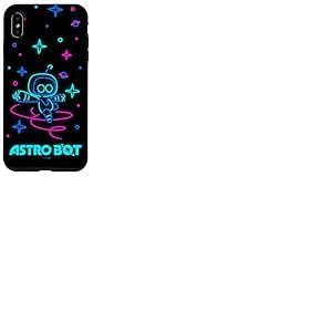 Astro Bot Neon Style Stars and Planets Video Game Coque pour iPhone XS Max
