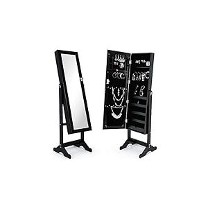 BAKAJI Gen&egrave;ve Miroir &agrave; bijoux avec porte porte-objets, armoire &agrave; bijoux, noir