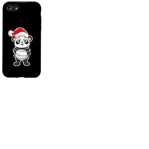 Christmas Lights Panda Wearing Xmas Hat - Cute Panda Lover Coque pour iPhone SE (2020) / 7/8