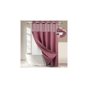 Rideau de Douche à Tissage gaufré avec Doublure à Clipser – 180 x 188 cm (l x H), qualité hôtelière, Rideau de Bain Semblable au Spa, Mauve pâle