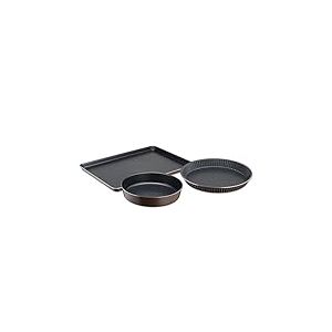 Tefal Perfectbake Set 3 moules, Tarte 30 cm, Manqué 24 cm, Plaque pâtisserie 38x28 cm, Moule à gâteau antiadhésif, Aluminium 100% recyclé, Démoulage facile YY4485FA, fabriqué en France