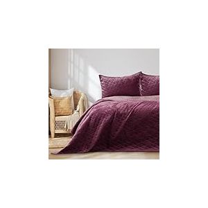 AmeliaHome Laila Velvet Couvre-lit Polyester Violet 200 x 220 cm