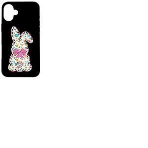Queue de lapin avec nœud rose et fleurs Coque pour iPhone 16 Plus