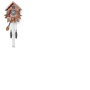 TIMEGEAR Horloge Coucou avec Mode Nuit, Oiseau Chantant, décorations en Bois et Pendule oscillant (Marron)