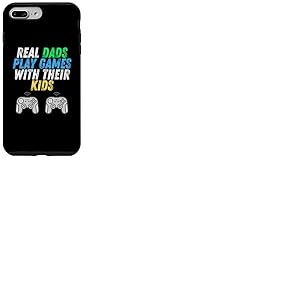 Real Dads Play Games with Kids F&ecirc;te des P&egrave;res Gamer Console Coque pour iPhone 7 Plus/8 Plus