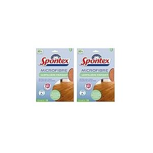 Spontex - Serpillière Spécial Parquet - Texture Microfibre Douce - Elimine Facilement Le Gras et la poussière - Fait Briller - Elimine 99% des bactéries (Lot de 2)