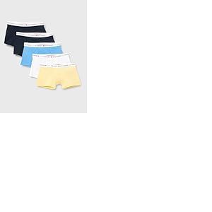 Tommy Hilfiger Boxers Lot de 5 Homme avec Ceinture à Motif Logo, Multicolore (des Sky/White/Blue Spell/Citronella), 12-14 Ans