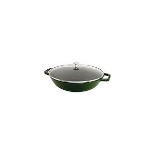 STAUB Wok en Fonte avec Couvercle en Verre, Ø 30 cm, 4,40 L, Basilic