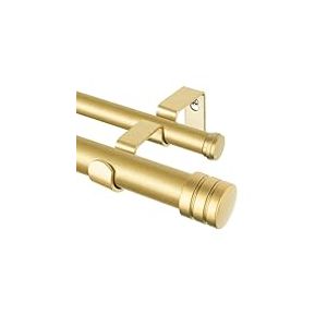 TONIAL Tringle &agrave; rideaux double de 2,5 cm pour fen&ecirc;tres de 167,6 &agrave; 304,8 cm &ndash; Tr&egrave;s r&eacute;sistante &ndash; Tringle &agrave; rideaux d&eacute;corative de 81,3 &agrave; 366 cm avec embout classique &ndash; Dor&eacute;