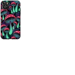 Motif champignons magiques psychédéliques noirs esthétiques Coque pour iPhone 11 Pro Max