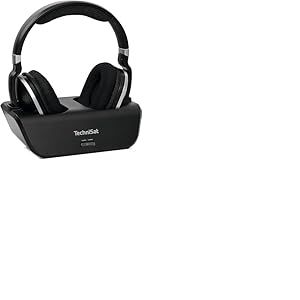 TechniSat STEREOMAN 2 V2 Casque sans Fil 2,4 GHz (pour téléviseurs et systèmes de Musique, avec Station d'accueil, AUX-in, entrée Audio Optique) Noir