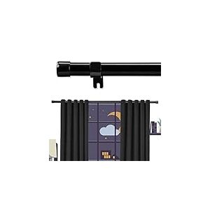 Tringle à rideaux extra longue de 304,8 cm à 431,8 cm, tringles à rideaux lourdes de 2,5 cm avec supports réglables, facile à installer, simple et occultant, extensible autobloquante, noir