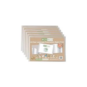 eco-eco Lot de 6 porte-vues A3 50% recyclés avec 20 pochettes en plastique - Format paysage transparent - Eco176 x 6