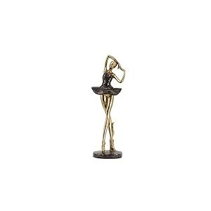 DRW Figurine d'une Ballerine en résine dorée 14 x 11 x 38 cm