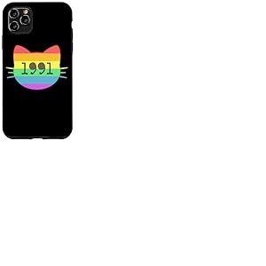 Chat né en 1991 Ans Anniversaire Maman de chat Papa de chat Coque pour iPhone 11 Pro Max