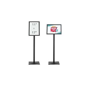 VEVOR Porte-Affiche 420 x 297 mm Présentoir sur Pied Angle Réglable Panneau d'Affichage en Aluminium avec Base Métallique Stable et Feuille en PVC Imperméable pour Menu Information Mariage Restaurant