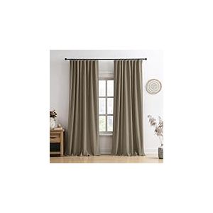 Lot de 2 Panneaux de Rideaux occultants &agrave; Pattes arri&egrave;re pliss&eacute;es avec Crochets &ndash; Draperies &eacute;co&eacute;nerg&eacute;tiques en Lin m&eacute;lang&eacute; pour Salle &agrave; Manger, Porte coulissante en Verre, 177,8 x 243,8 cm (l x L