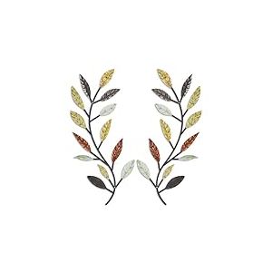 Zhengmy Lot de 2 feuilles d'arbre en métal pour décoration murale en fer forgé au-dessus du lit, salon, décoration extérieure (multicolore)