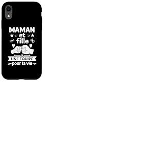 Maman et Fille une Equipe Pour La Vie Valentine Maman Fille Coque pour iPhone XR