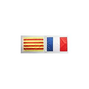 AZ FLAG Pavillon Nautique Catalogne 45x30cm - Drapeau de Bateau Catalan 30 x 45 cm & Pavillon Nautique France 45x30cm - Drapeau de Bateau français 30 x 45 cm